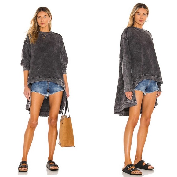 Free People Iggy Pullover in Black Charcoal Size Medium - Picture 1 of 13